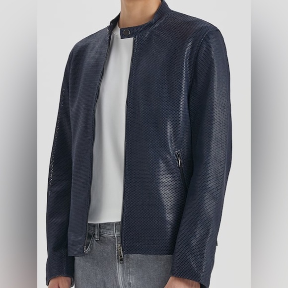 Theory Men Lamb Supreme Mesh Wynmore Jacket Baltic Sz L - Picture 2 of 12